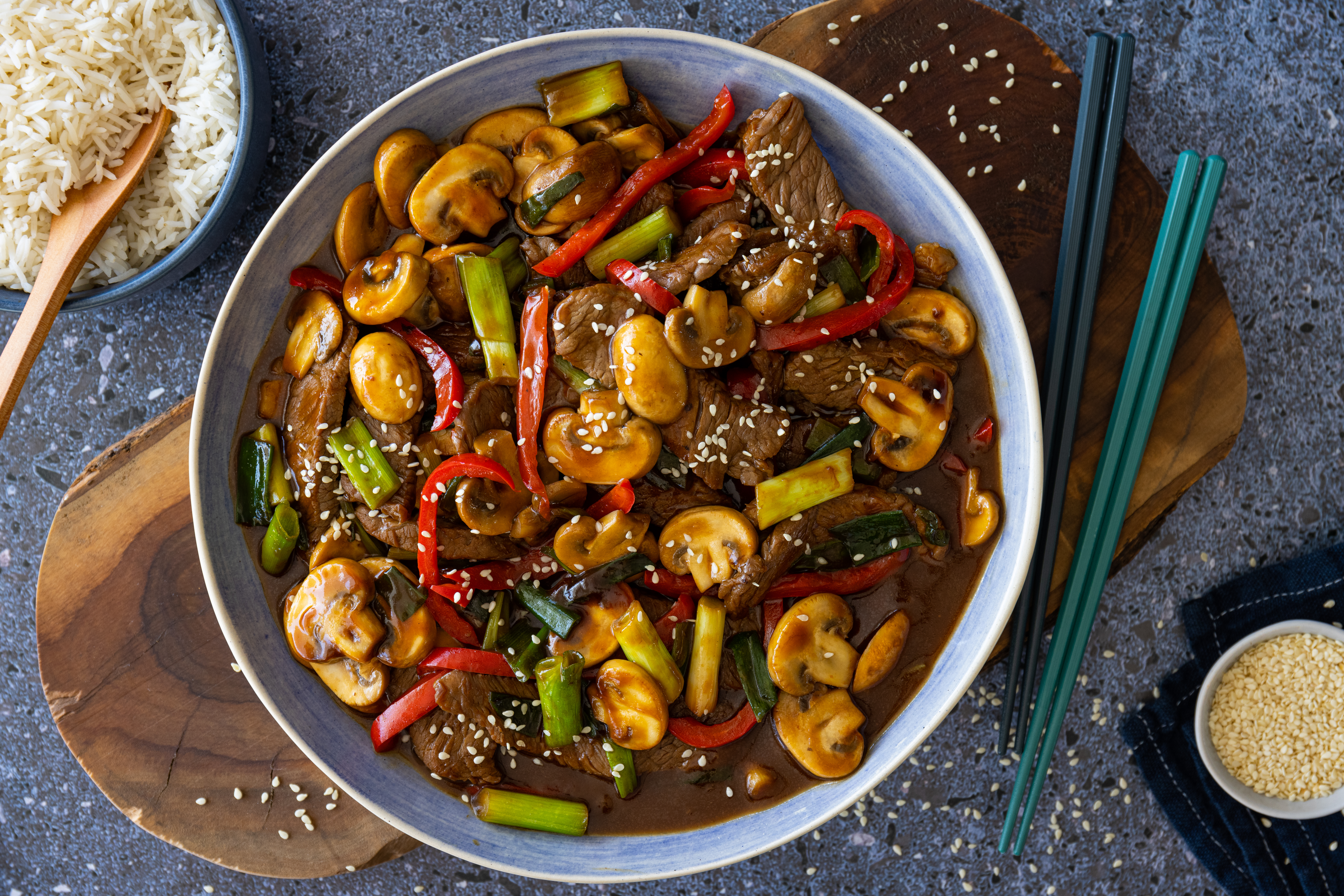SAMFA - Sticky Beef & Mushroom Stir Fry