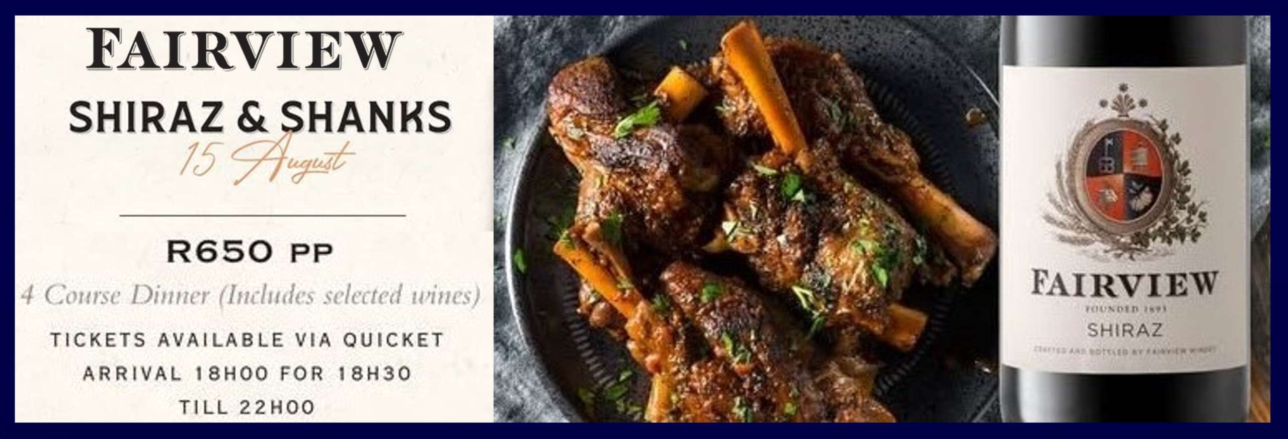 Beat The Winter Chill At Fairview's Ever-Popular Shiraz & Shanks Evening